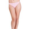 Model wearing light pink bikini bottom, cropped at the waist and mid-thighs.
